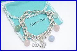 Tiffany & Co. Sterling Silver Multi Gemstone Charm Dangle Bracelet 7.5