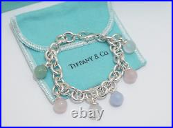 Tiffany & Co. Sterling Silver Multi Gemstone Charm Dangle Bracelet 7.5