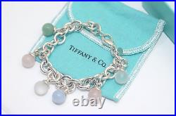 Tiffany & Co. Sterling Silver Multi Gemstone Charm Dangle Bracelet 7.5