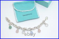 Tiffany & Co. Sterling Silver Multi Gemstone Charm Dangle Bracelet 7.5