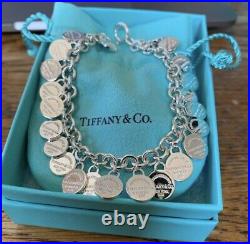 Tiffany & Co Sterling Silver Multi Round Charm Dangle Bracelet