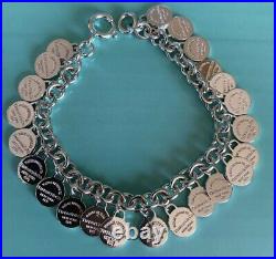 Tiffany & Co Sterling Silver Multi Round Charm Dangle Bracelet