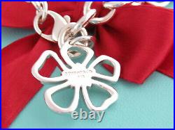 Tiffany & Co Sterling Silver Nature Open Flower Charm 7.625 Bracelet