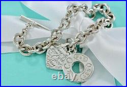 Tiffany & Co. Sterling Silver Notes Heart Charm 1837 Toggle 8 Bracelet Boxed