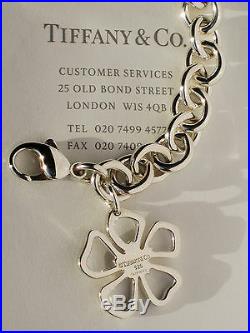 Tiffany & Co Sterling Silver Open Flower Charm Bracelet