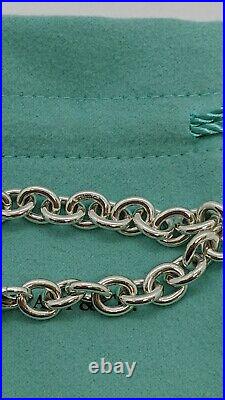 Tiffany & Co. Sterling Silver Oval Link Charm Bracelet 7.25 Long