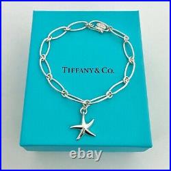 Tiffany & Co. Sterling Silver Oval Links Starfish Charm Bracelet 7 With Box