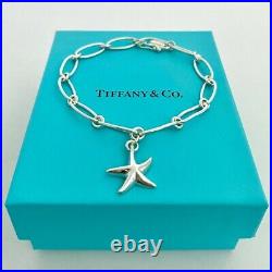 Tiffany & Co. Sterling Silver Oval Links Starfish Charm Bracelet 7 With Box