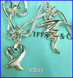 Tiffany & Co Sterling Silver Paloma Picasso Twisted LInk w Four Charm Bracelet