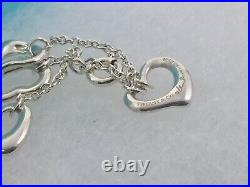 Tiffany & Co Sterling Silver Peretti 5 Five Open Heart Charm Bracelet 7 190524A