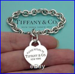 Tiffany & Co Sterling Silver Return To Tiffany Heart Tag Charm Bracelet 7 1/2