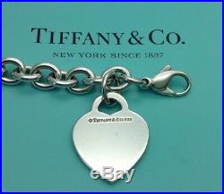 Tiffany & Co Sterling Silver Return To Tiffany Heart Tag Charm Bracelet 7 1/2