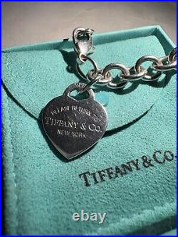 Tiffany & Co Sterling Silver Return to Tiffany 925 Heart Tag Charm Bracelet