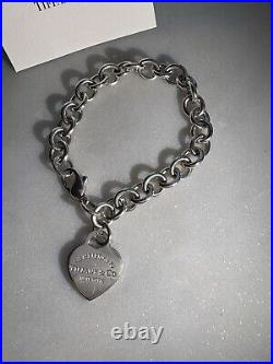 Tiffany & Co Sterling Silver Return to Tiffany 925 Heart Tag Charm Bracelet