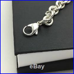 Tiffany & Co Sterling Silver Rolo Chain Link Charm Bracelet with Lobster Clasp