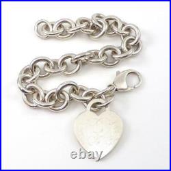Tiffany & Co Sterling Silver Rolo Starter Heart Charm Bracelet 7.0 LJE3