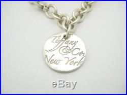 Tiffany & Co. Sterling Silver Round Disc Tiffany Notes Charm Bracelet 7 A