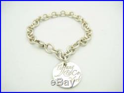 Tiffany & Co. Sterling Silver Round Disc Tiffany Notes Charm Bracelet 7 A