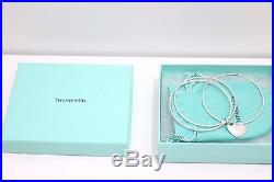 Tiffany & Co. Sterling Silver Triple Bangle Bracelet Heart Charm Bangle Bracelet
