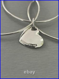 Tiffany & Co Sterling Silver Triple Bangle Bracelet With Heart Charm 6.5