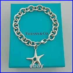 Tiffany & Co. Sterling Silver Turquoise Starfish Charm Bracelet 7 With Pouch