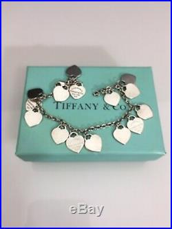 Tiffany & Co Tag 15 Multi Heart Charm Return To Tiffany Sterling Silver Bracelet