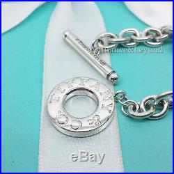 Tiffany & Co. Toggle Clasp Bracelet Round Charm 925 Sterling Silver Authentic