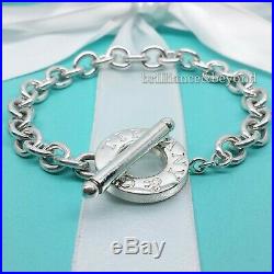 Tiffany & Co. Toggle Clasp Bracelet Round Charm 925 Sterling Silver Authentic