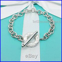 Tiffany & Co. Toggle Clasp Charm Bracelet Round Circle 925 Sterling Silver