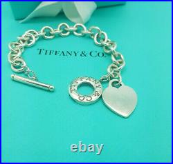 Tiffany & Co. Toggle and Blank Heart Tag 7.75 Sterling Silver Charm Bracelet