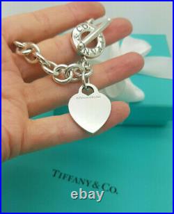 Tiffany & Co. Toggle and Blank Heart Tag 7.75 Sterling Silver Charm Bracelet