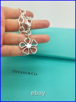 Tiffany & Co. Very RARE Flower charm Sterling Silver 7.5 Bracelet, Hallmarks