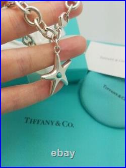 Tiffany & Co. Very RARE Turquoise Starfish 7.25 Sterling Silver Charm Bracelet