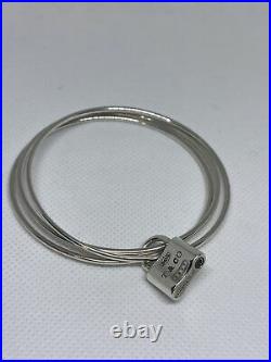 Tiffany & Co. Very Rare Silver 1837 Lock Padlock Charm Triple Bangle Bracelet