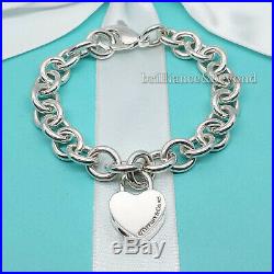 Tiffany & Co. XOXO Heart Pad Lock Charm Bracelet Chain 925 Sterling Silver
