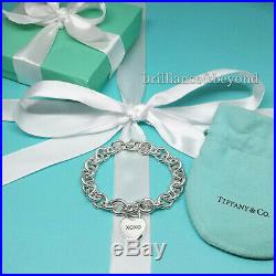 Tiffany & Co. XOXO Heart Pad Lock Charm Bracelet Chain 925 Sterling Silver