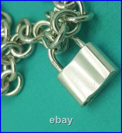 Tiffany & Co sterling silver 1837 padlock lock 7.5 charm bracelet RARE