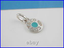Tiffany Silver 1837 Blue Enamel Charm Pendant 4 Necklace / Bracelet Oval Clasp