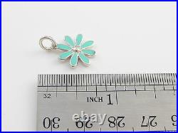 Tiffany Silver RARE Blue Enamel MINT Daisy Charm Pendant 4 Necklace / Bracelet