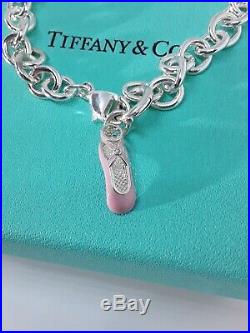 Tiffany and Co Sterling Silver/Enamel Ballet Diamond Charm Bracelet