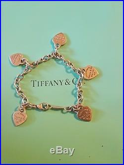 Tiffany &co bracelet 5 Heart Charm 925 Silver
