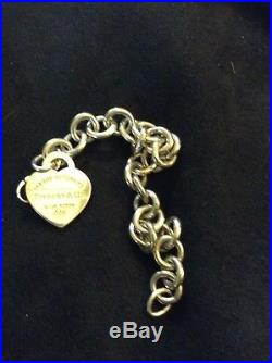 Tiffany sterling silver heart charm bracelet 7 (return to tiffany charm)