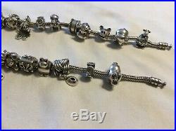 Tons Authentic Pandora 2 Barrel Bracelet Charms 30 Beads Pave Dangle 925 14k ALE
