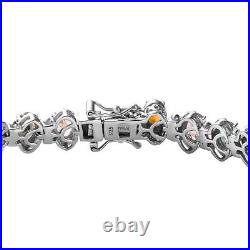 Tourmaline and Zircon Station Bracelet Platinum Over Silver Size 8 Wt. 19.1 Gms
