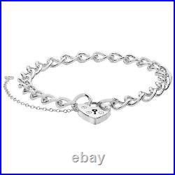 Trendy 925 Sterling Silver Ladies Heart Charm Bracelet 6mm, 13 Grams