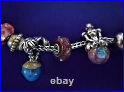 Trollbeads Charm Bracelet with 15 Rare retired Charms. 925 Silver Hallmarked