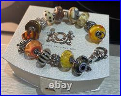 Trollbeads Foxtail Bracelet and Flower Lock with 15 Genuine LAA Charms