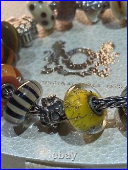 Trollbeads Foxtail Bracelet and Flower Lock with 15 Genuine LAA Charms
