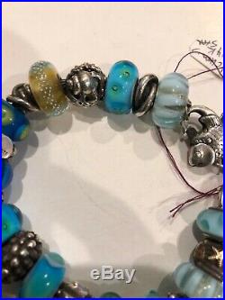 Trollbeads Sterling Silver Bracelet With Pandora And Trollbeads Charms Beach