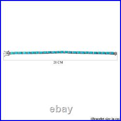 Turquoise Tennis Bracelet in Platinum Plated Silver Size 7 Metal Wt. 10.3 Grams